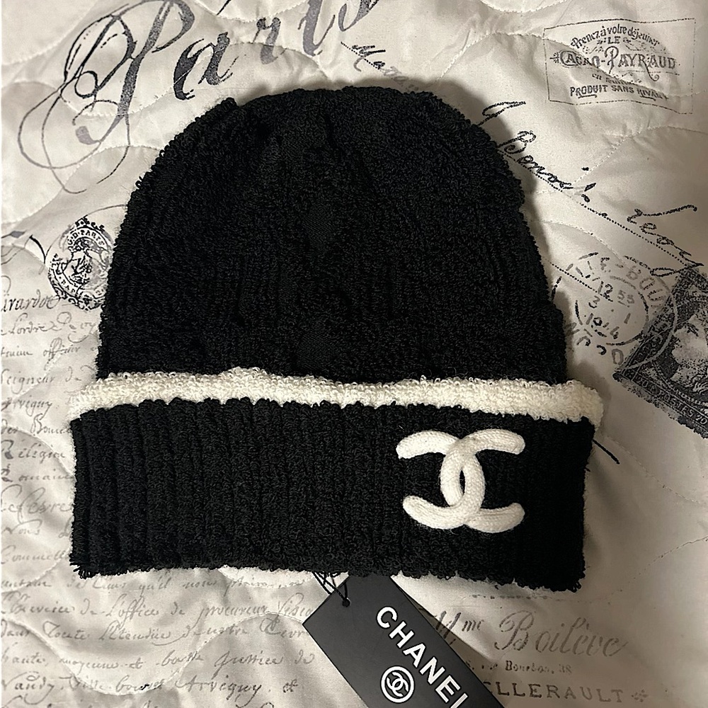 Chanel Black Knit Beanie